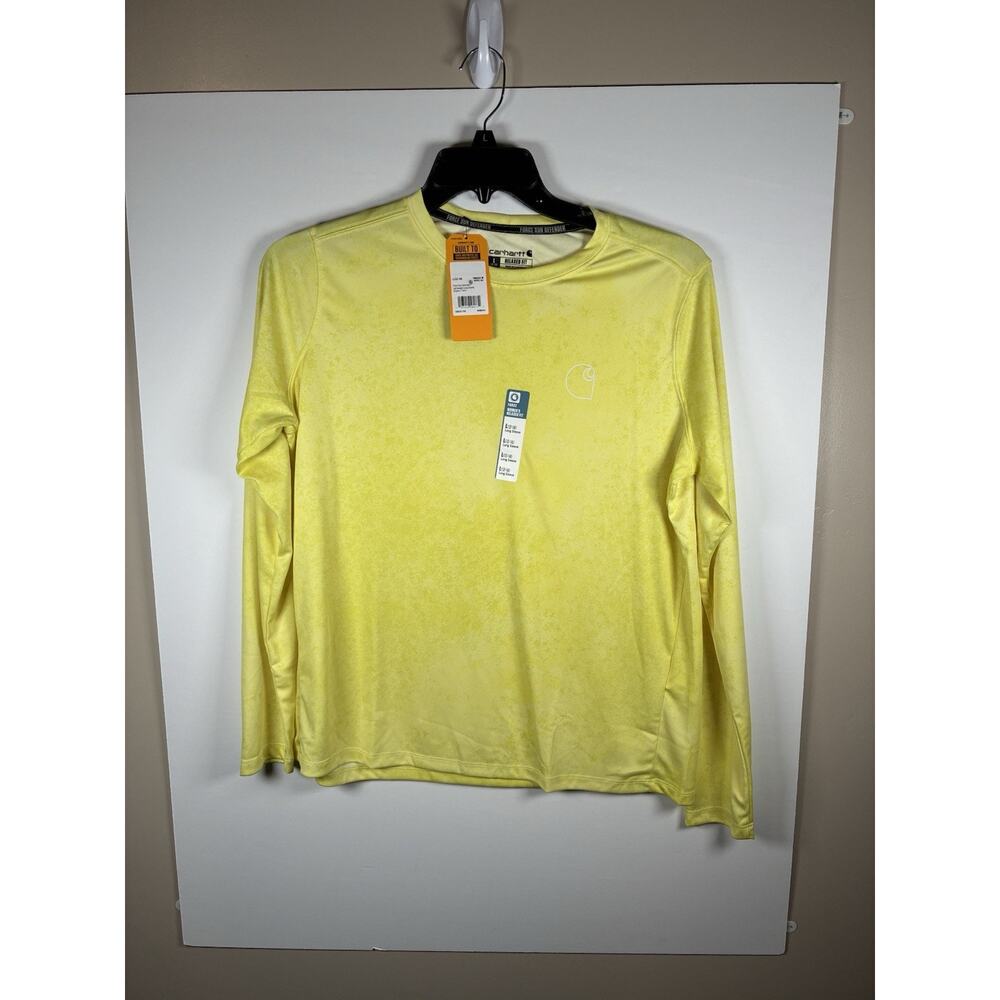 NWT 2 Carhartt Force Sun Defender Women's L Long Sleeve Graphic T-Shirt Yellow - Picture 2 of 9
